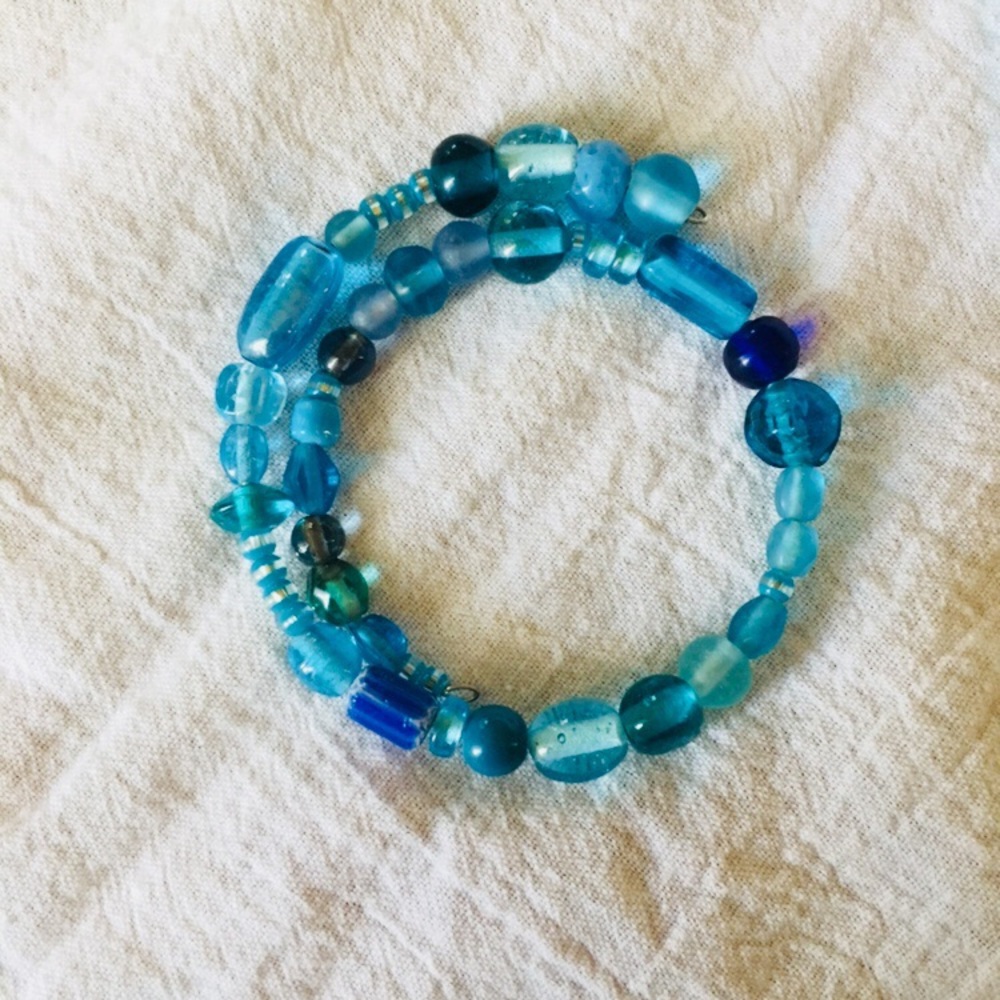 Blue memory wire bracelet